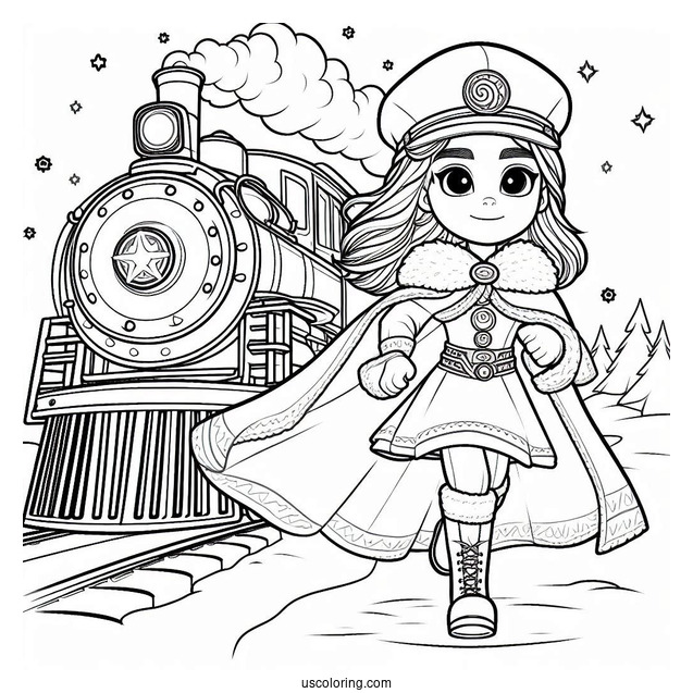 Polar Express Coloring Page Of Hero Girl For Kids