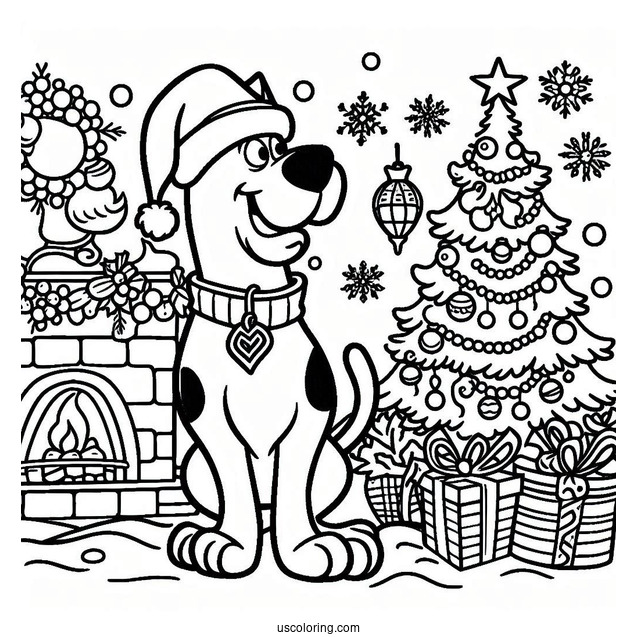 Coloring Page Of Christmas Themed Scooby-Doo