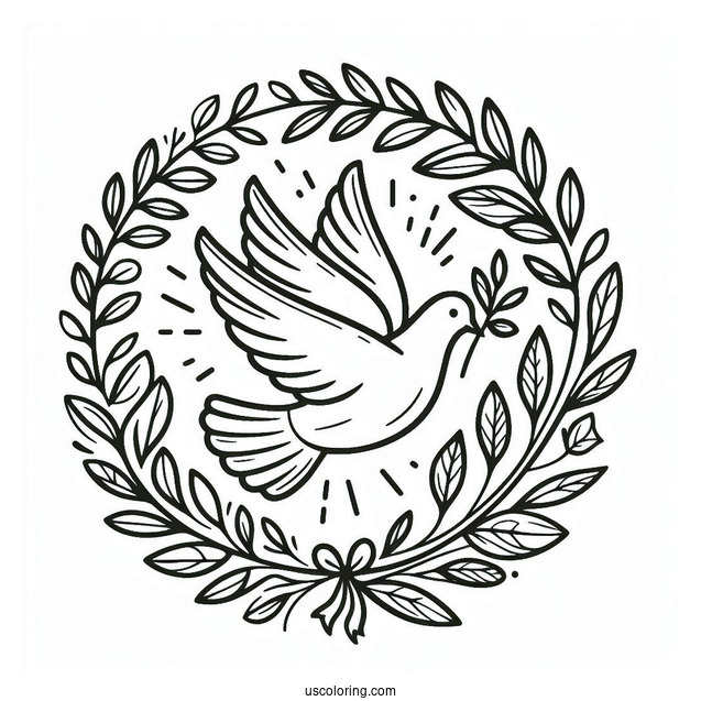 Peace Coloring Page Of Dove Carrying An Olive Branch