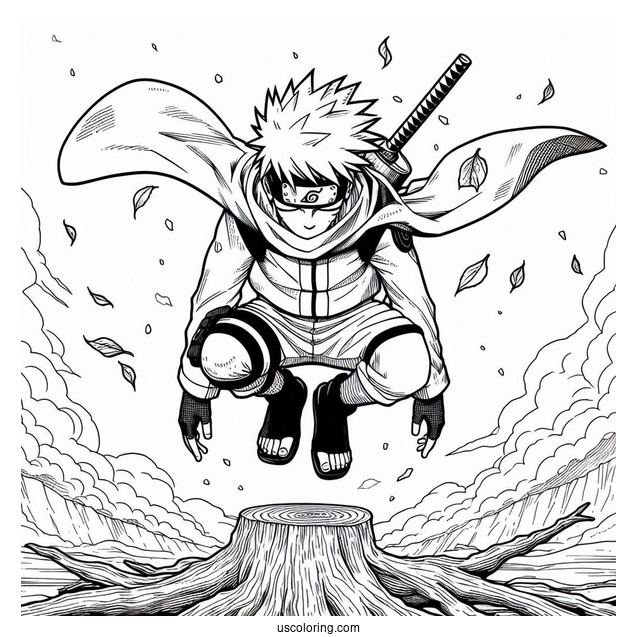 Naruto Coloring Page And Kakashi Falling From The Sky