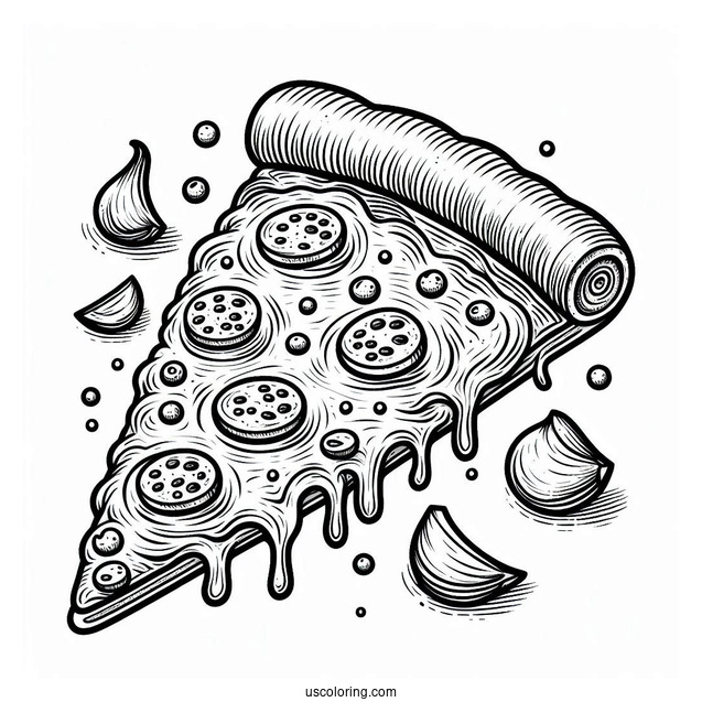 Pizza Slice With Lots Of Melting Cheese To Color