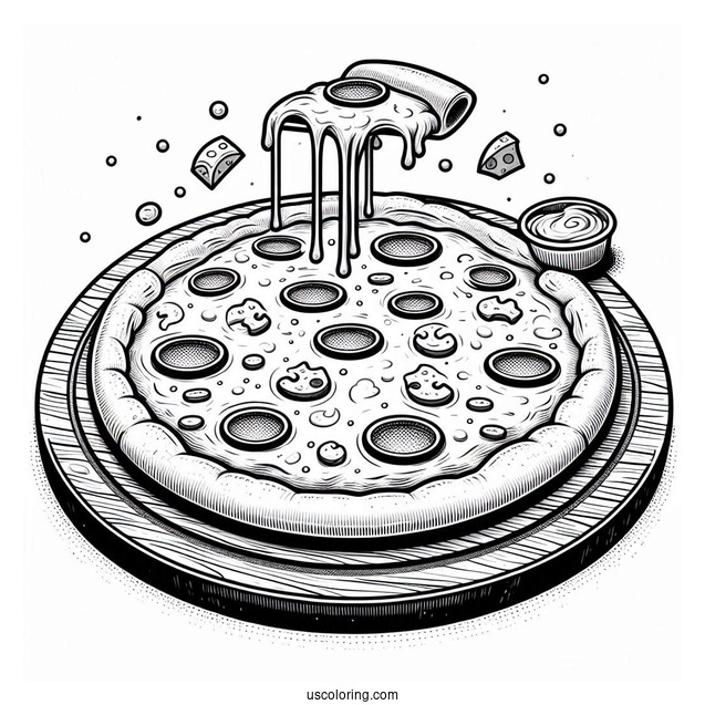 Pepperoni Pizza With Melting Cheese To Color For Kids