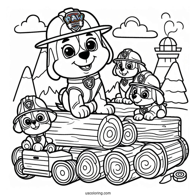 Paw Patrol Log With Friends Coloring Sheet