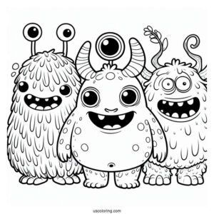My Singing Monsters Coloring Page Of Mammott, Maw, Bowgart, And Fwog