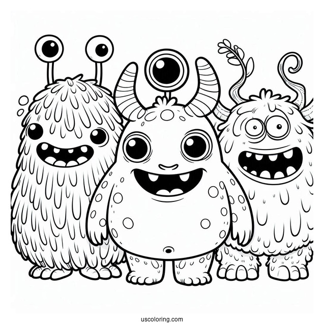 My Singing Monsters Coloring Page Of Mammott, Maw, Bowgart, And Fwog