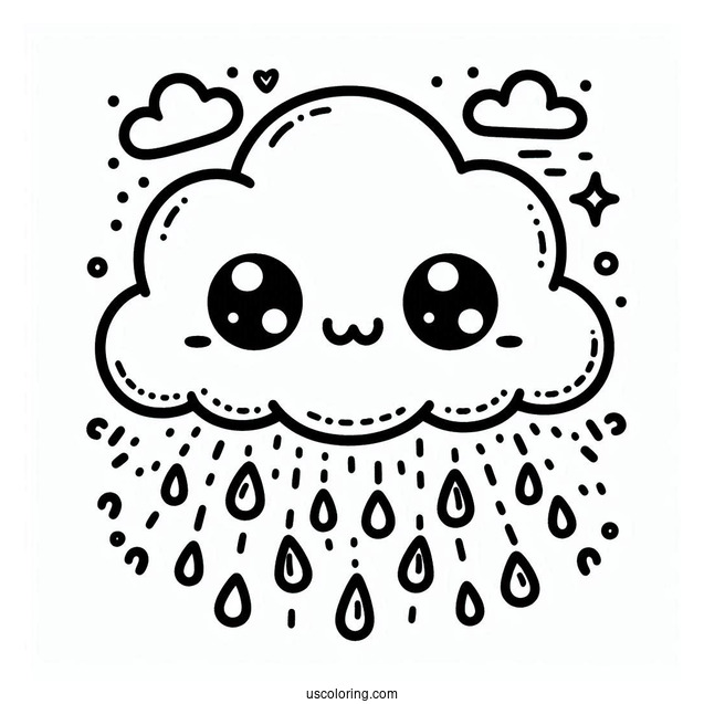 Rain Coloring Page Of Cute Little Raincloud For Preschoolers