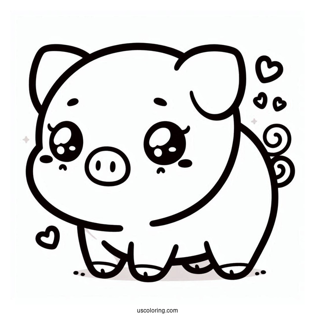Cute Kawaii Pig Coloring Sheet