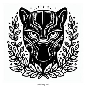 Black Panther Wearing Mask Coloring Page