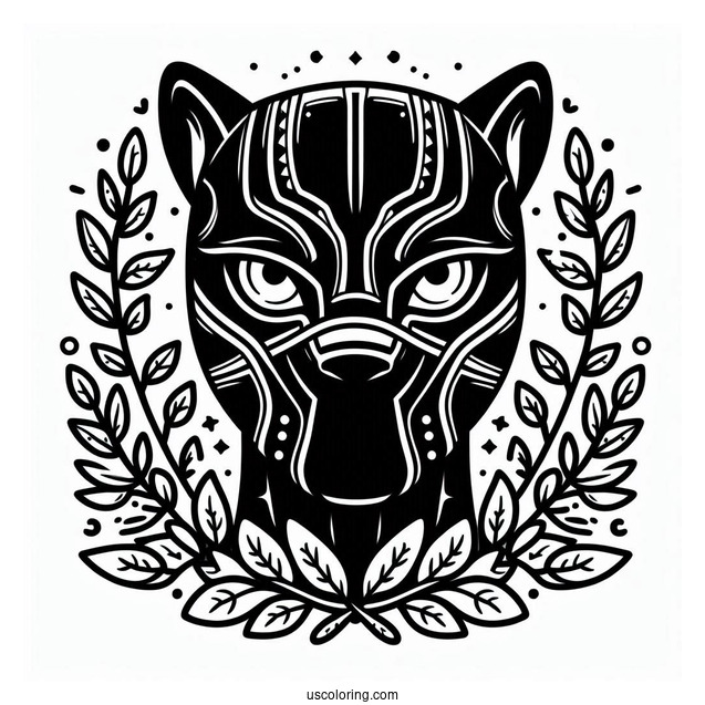 Black Panther Wearing Mask Coloring Page