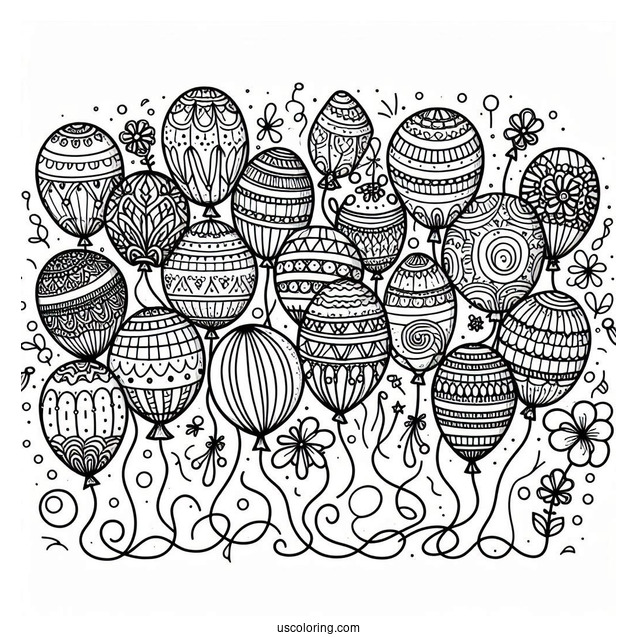 Assorted Balloons To Color For Kids