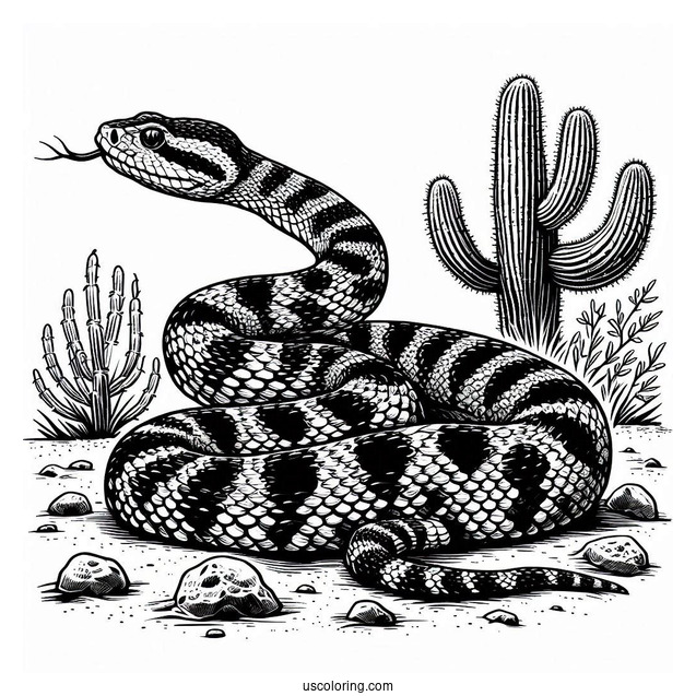 Detailed Black Tailed Rattlesnake In The Desert