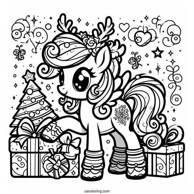 Christmas Themed My Little Pony to Color