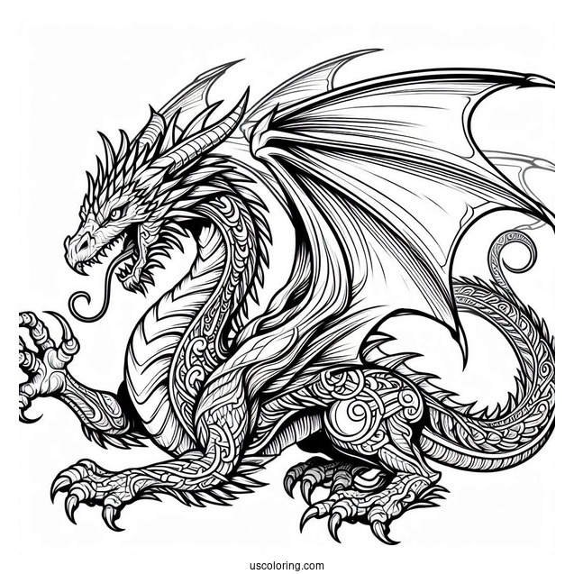 Fierce Looking Dragon With Wings And Claws Out