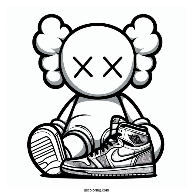 Dissected KAWS Coloring Page Companion In Air Jordan Pose
