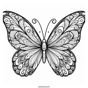 Large Butterfly Coloring Page In The Air For Kids
