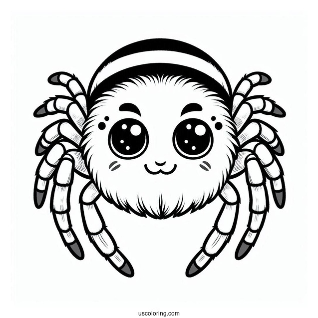 Cute Jumping Spider Coloring Page For Kids