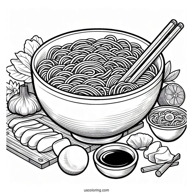 Chinese Noodles Coloring Page