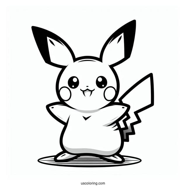 Simple Outline Of Pichu Coloring In For Preschoolers
