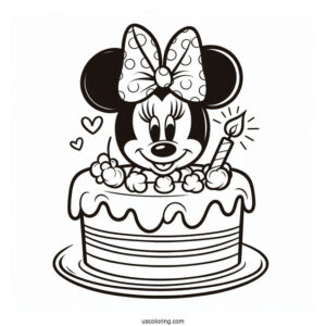 Coloring Sheet Of Minnie Mouse Birthday Cake
