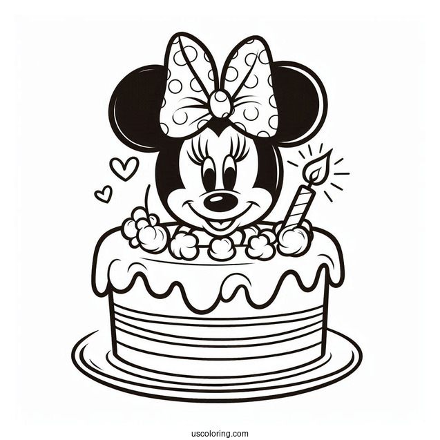 Coloring Sheet Of Minnie Mouse Birthday Cake