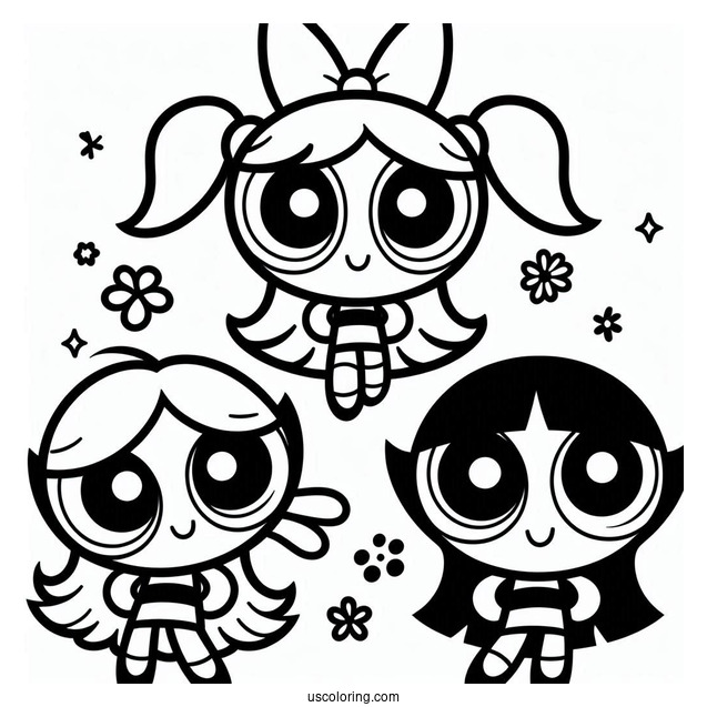 Powerpuff Girls Coloring Page For Kids