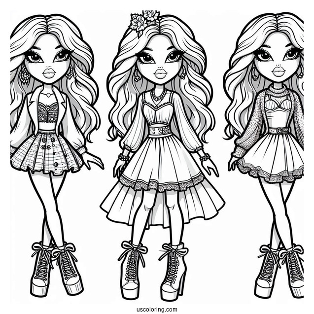 Bratz Yasmin In Skirt Coloring Sheet