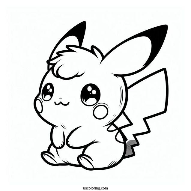 Kawaii Baby Pikachu Coloring In For Preschoolers