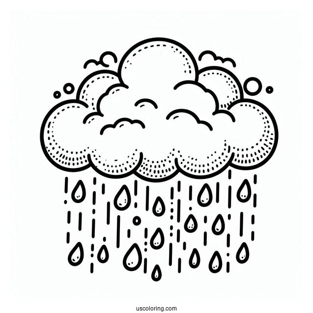 Easy Cloud With Rain Coloring Page