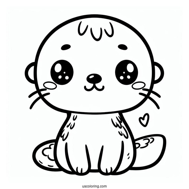 Easy Kawaii Otter Coloring Page For Kids
