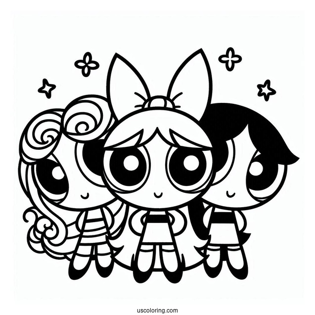 Simple Powerpuff Girls Coloring Page For Kids