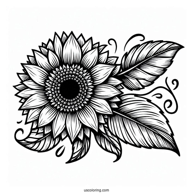Artistic Sunflower Coloring Sheet