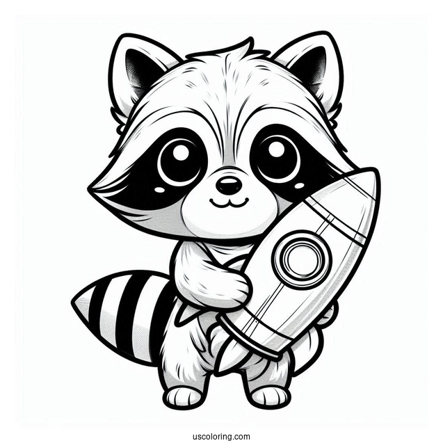 Rocket Raccoon Coloring Page Holding A Normal Racoon For Kids
