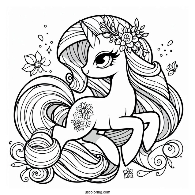 Simple Rarity Coloring Page For Kids