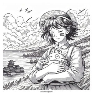 Studio Ghibli Coloring Page of The Wind Rises Nahoko Satomi Painting