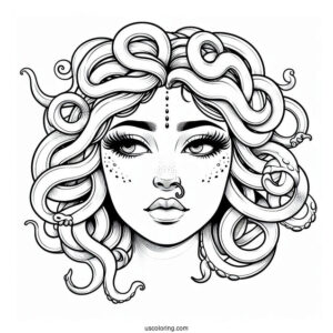 Realistic Medusa Coloring Page With Nose Ring