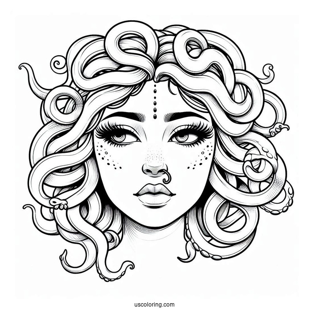 Realistic Medusa Coloring Page With Nose Ring