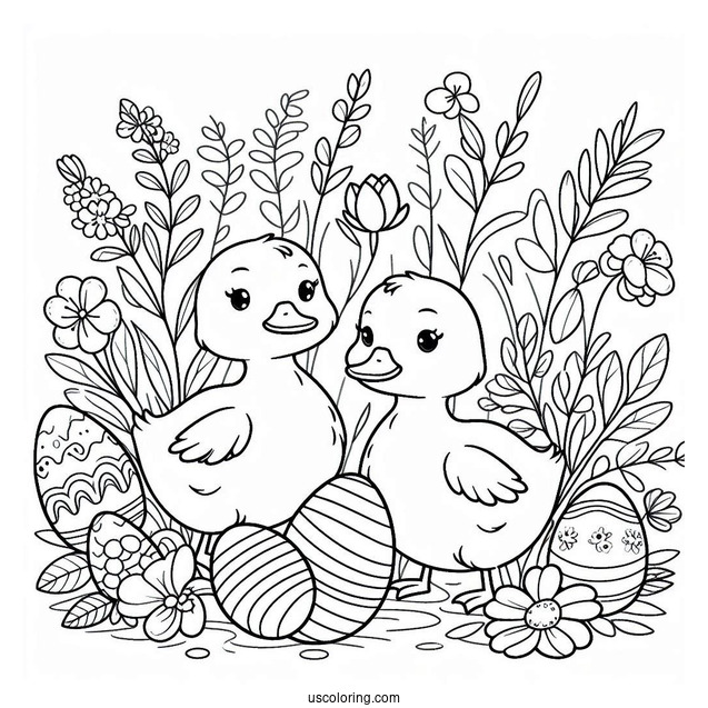 Easter Themed Ducks To Color For Kids