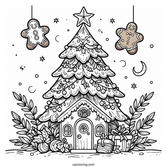 Christmas Tree With Gingerbread House