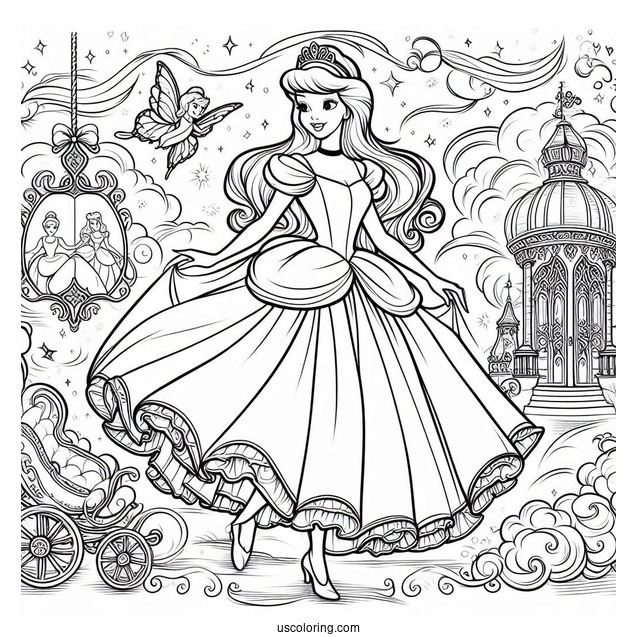 Detailed Coloring Page Of Cinderella