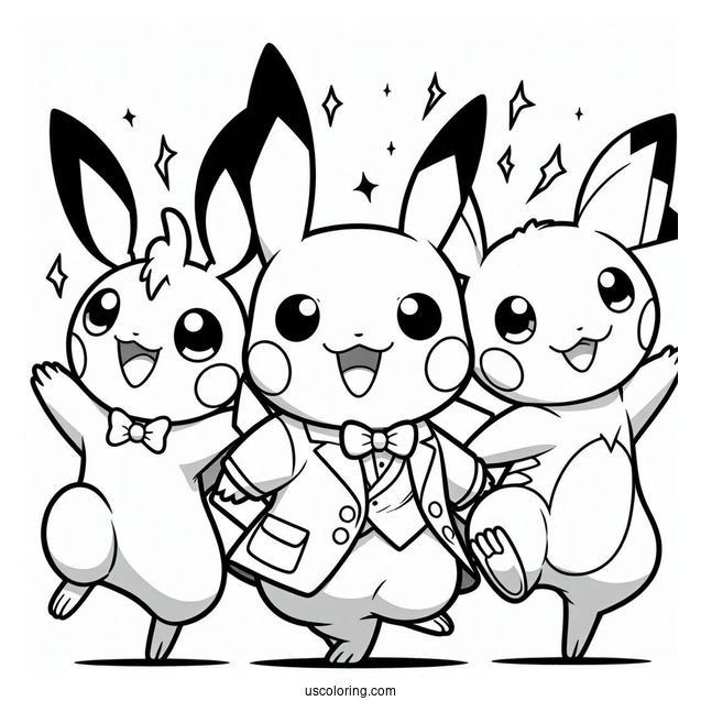 Pichu, Raichu, And Pikachu Dancing