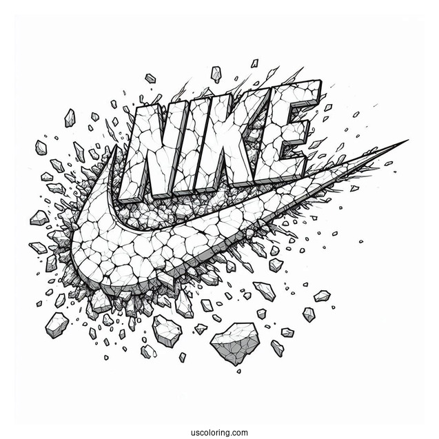 Nike Coloring Page Of Crumbling Just Do It Logo