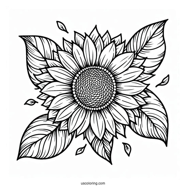 Flower Coloring Pages Of Sunflower Head Outline For Kids