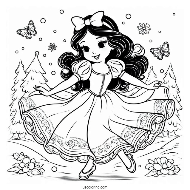Coloring Page Of Snow White Dancing