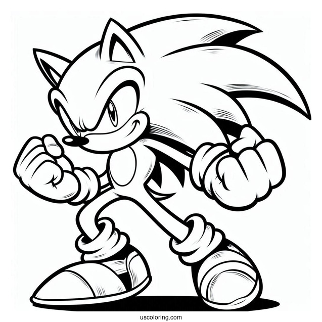 Sonic The Werehog In Fighting Stance Coloring Page