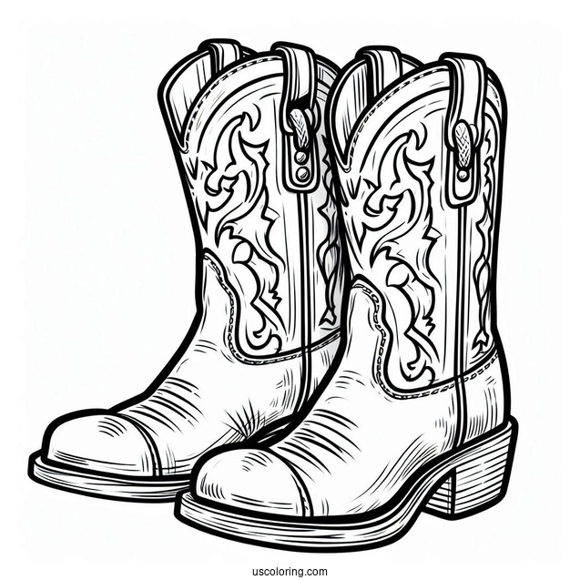 Simple Cowboy Coloring Page Boots For Kids