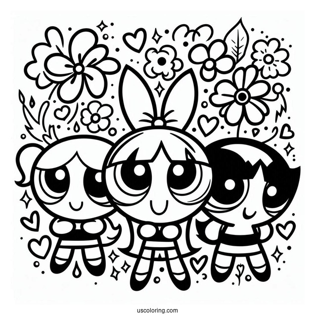 Simple Powerpuff Girls Coloring Page For Kids