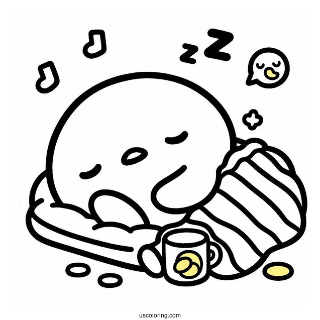 Sanrio Coloring Pages Of Gudetama Wants To Sleep