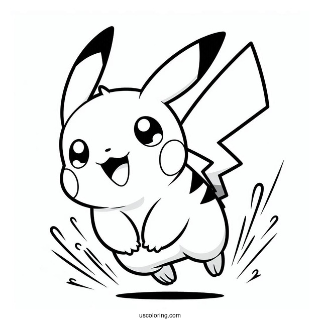 Pikachu Jumping Coloring Sheet