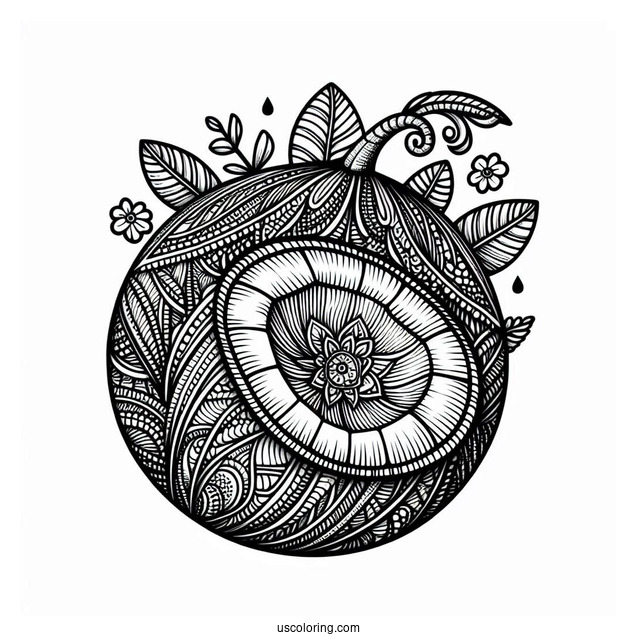 Detailed Coconut Coloring Page Mandala