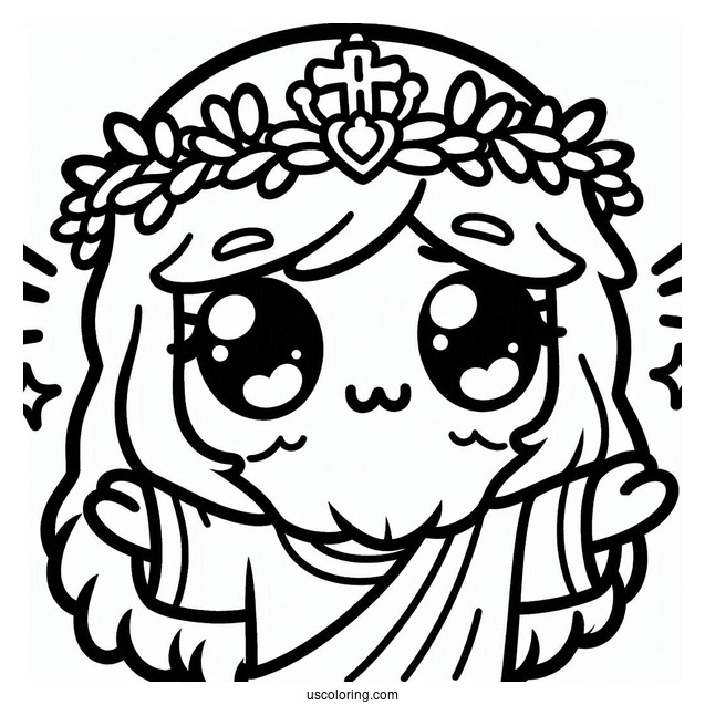 Cute Kawaii Jesus Christ Coloring In